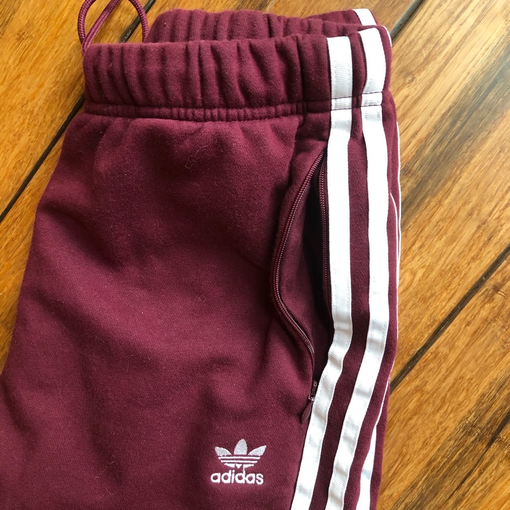 Maroon adidas joggers